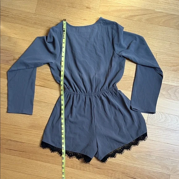 Contempo Casuals Gray Lace Trim Romper - Picture 6 of 6